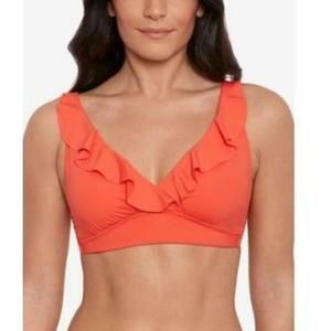 Lauren Ralph Lauren Women's Ruffle Underwire Swim Top Swimsuit 4 Sunset